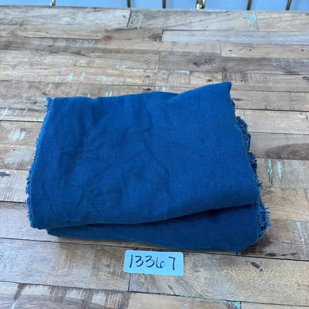 Casaluna Blue t King Pillow Shams Fringed Linen Blend